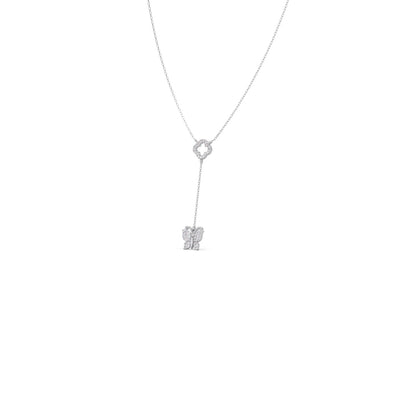Delicate Diamond Butterfly Drop Necklace