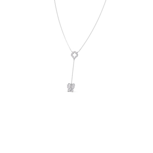 Delicate Diamond Butterfly Drop Necklace