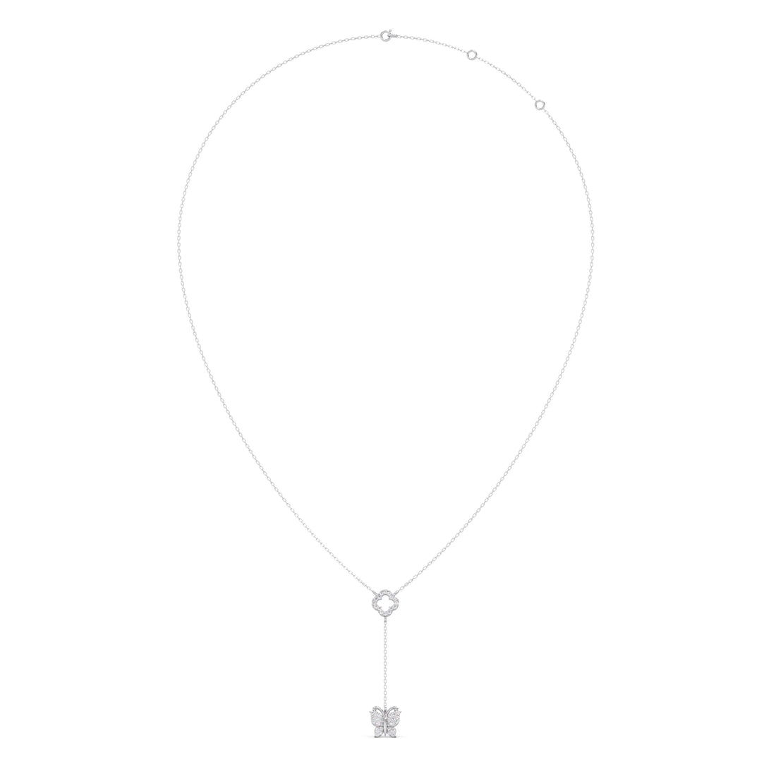 Delicate Diamond Butterfly Drop Necklace