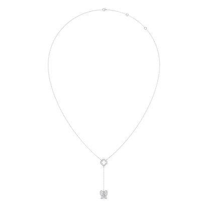 Delicate Diamond Butterfly Drop Necklace