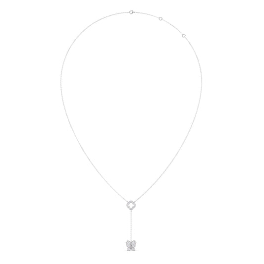 Delicate Diamond Butterfly Drop Necklace