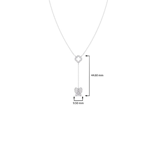 Delicate Diamond Butterfly Drop Necklace