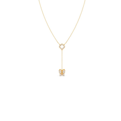 Delicate Diamond Butterfly Drop Necklace