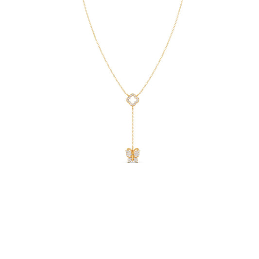 Delicate Diamond Butterfly Drop Necklace