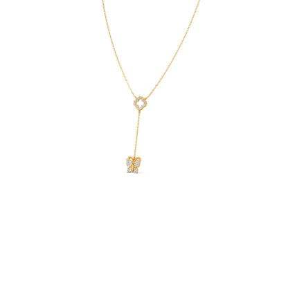 Delicate Diamond Butterfly Drop Necklace