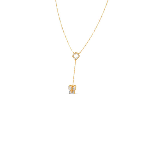 Delicate Diamond Butterfly Drop Necklace