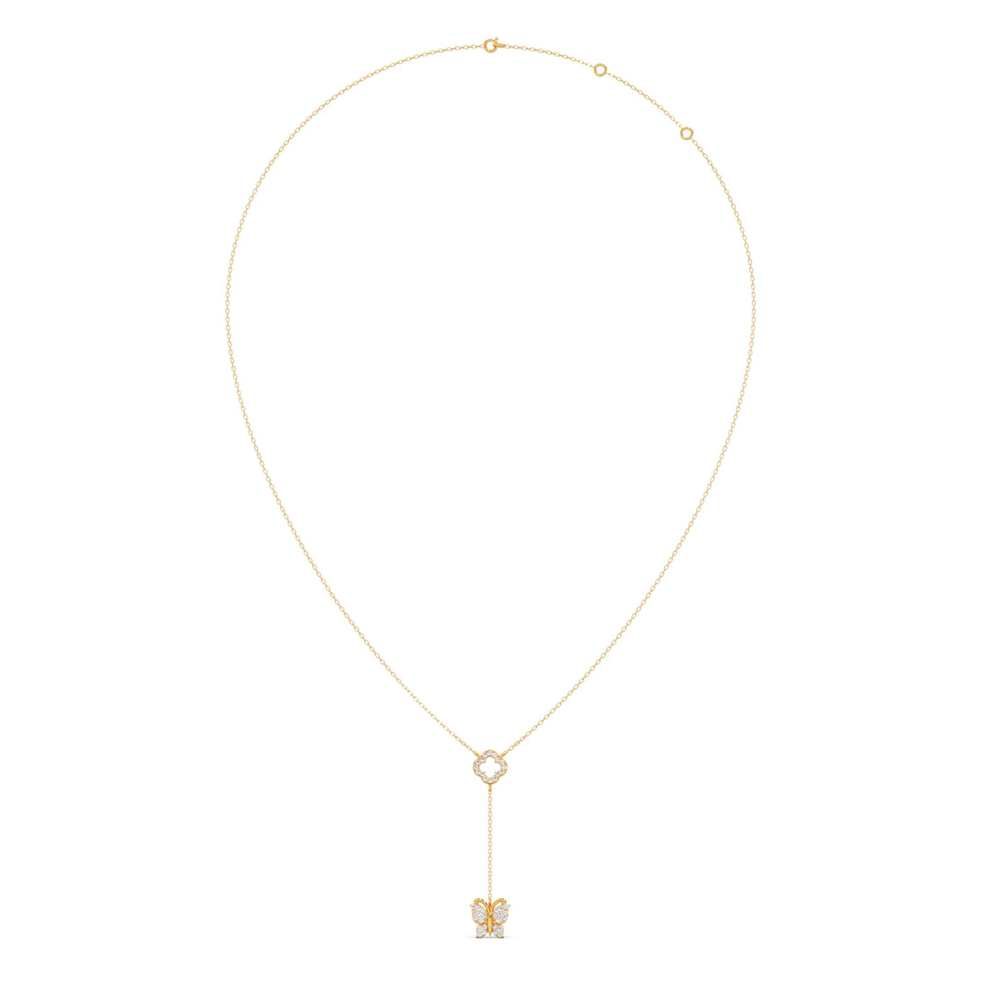 Delicate Diamond Butterfly Drop Necklace