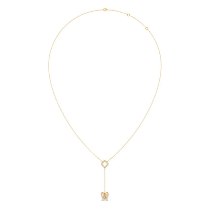Delicate Diamond Butterfly Drop Necklace