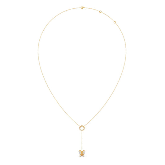 Delicate Diamond Butterfly Drop Necklace