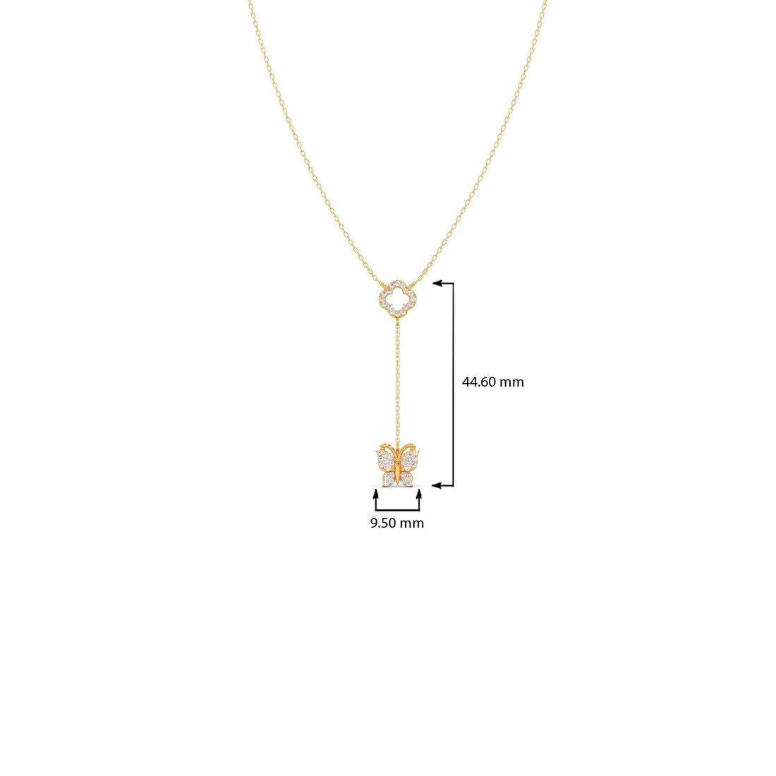 Delicate Diamond Butterfly Drop Necklace
