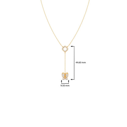Delicate Diamond Butterfly Drop Necklace