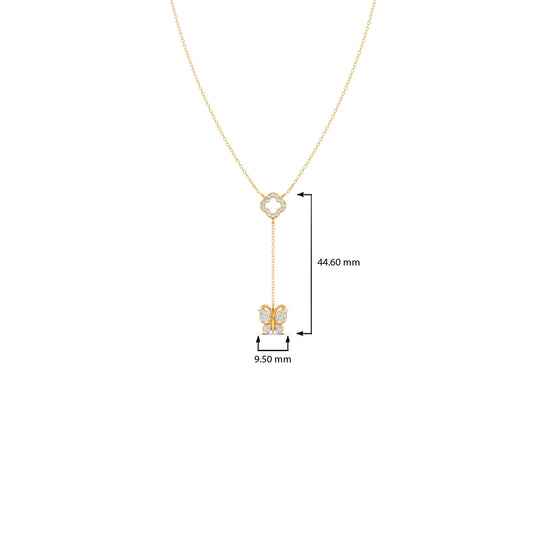 Delicate Diamond Butterfly Drop Necklace