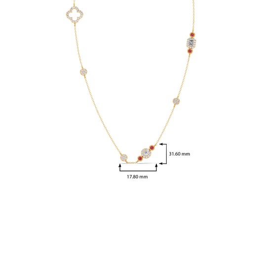Mixed Shape Diamond and Gemstone Necklace