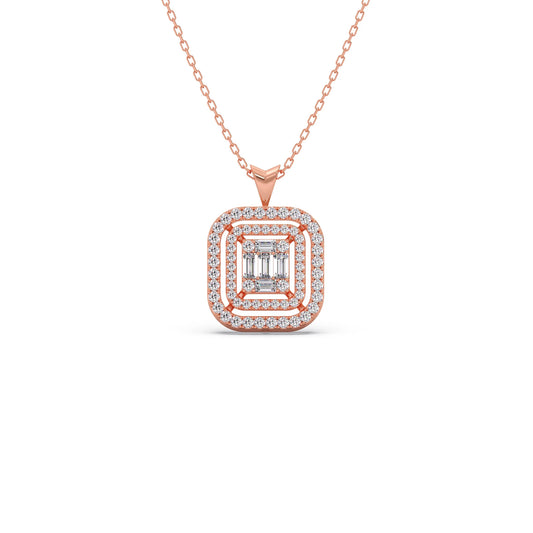 Baguette & Round Halo Pendant