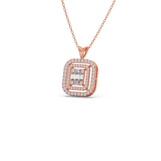 Baguette & Round Halo Pendant