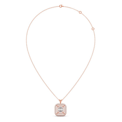 Baguette & Round Halo Pendant