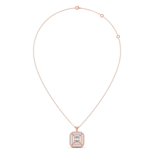 Baguette & Round Halo Pendant