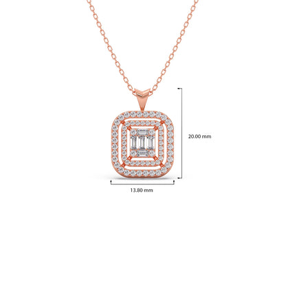 Baguette & Round Halo Pendant