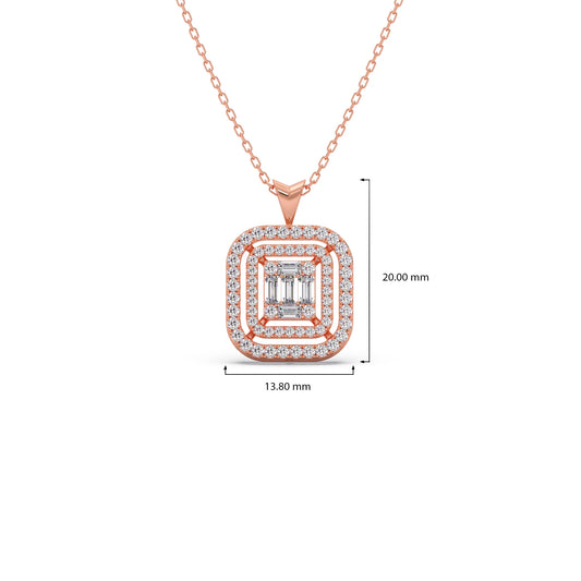 Baguette & Round Halo Pendant