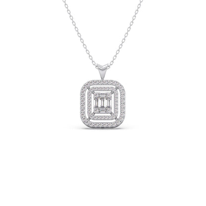 Baguette & Round Halo Pendant