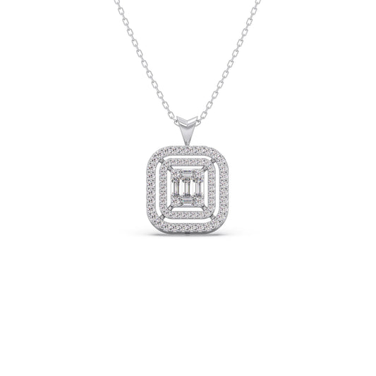 Baguette & Round Halo Pendant