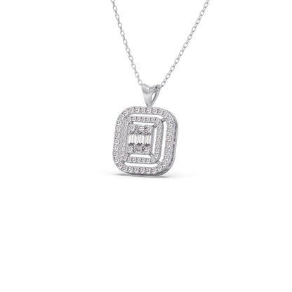 Baguette & Round Halo Pendant