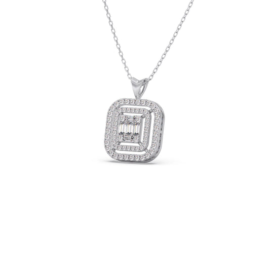Baguette & Round Halo Pendant