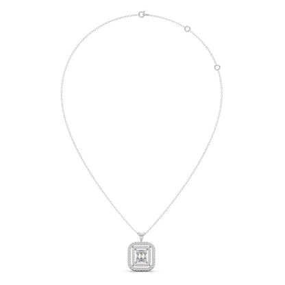 Baguette & Round Halo Pendant