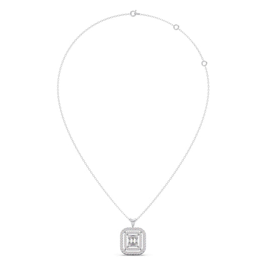 Baguette & Round Halo Pendant