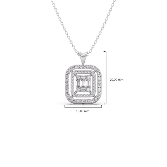 Baguette & Round Halo Pendant