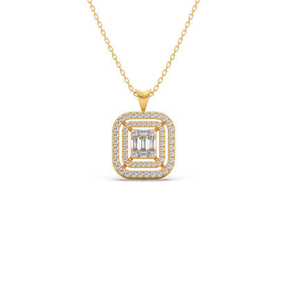 Baguette & Round Halo Pendant