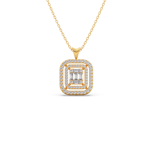 Baguette & Round Halo Pendant
