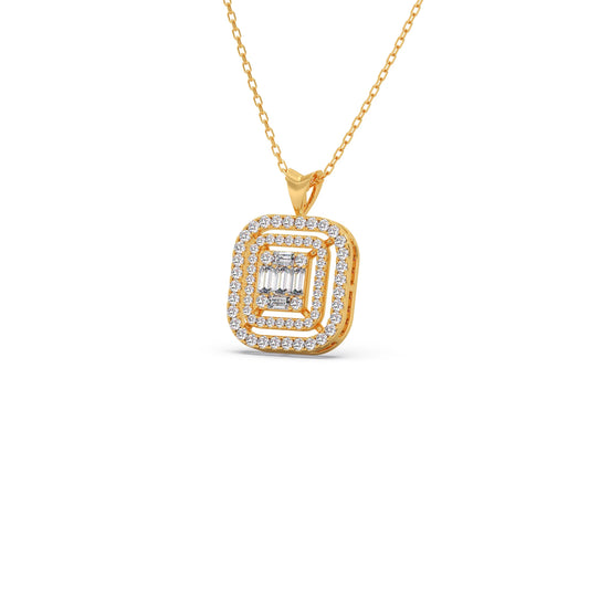 Baguette & Round Halo Pendant