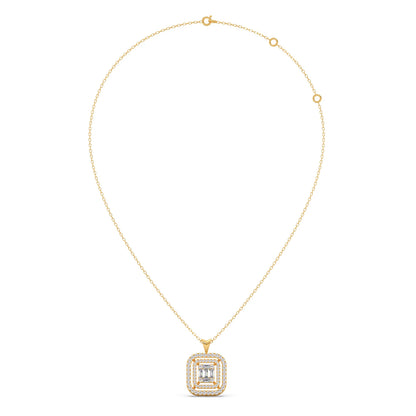 Baguette & Round Halo Pendant