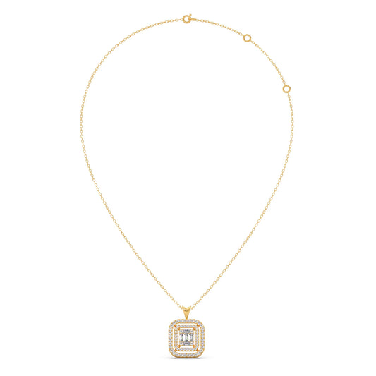 Baguette & Round Halo Pendant