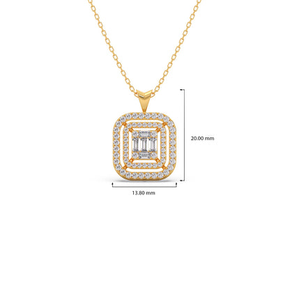 Baguette & Round Halo Pendant