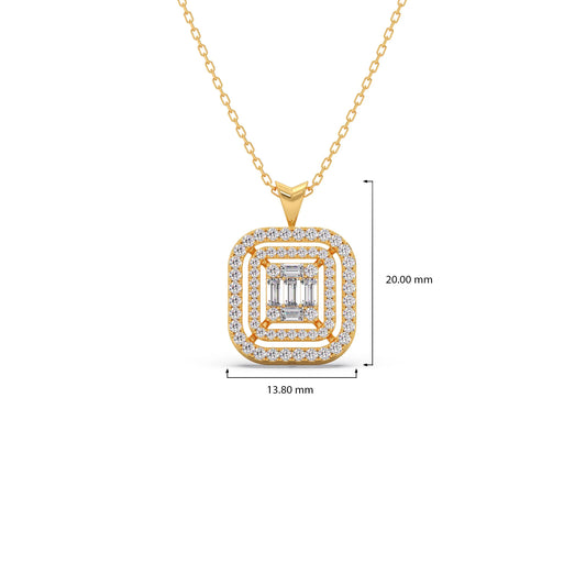 Baguette & Round Halo Pendant