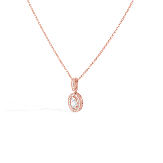 Oval Solitaire with Round Halo Pendant