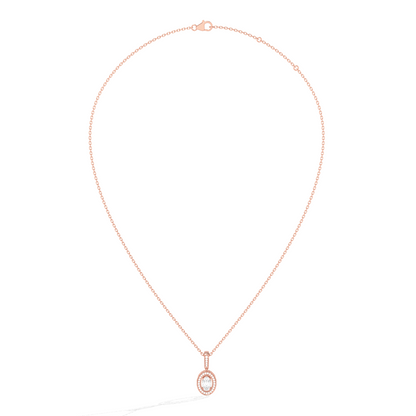 Oval Solitaire with Round Halo Pendant
