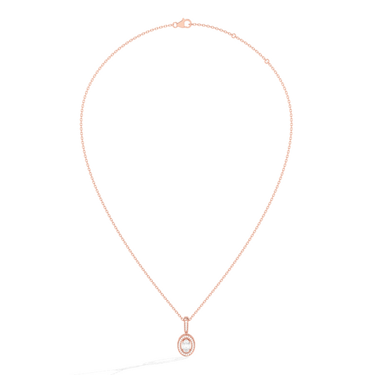 Oval Solitaire with Round Halo Pendant