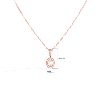 Oval Solitaire with Round Halo Pendant