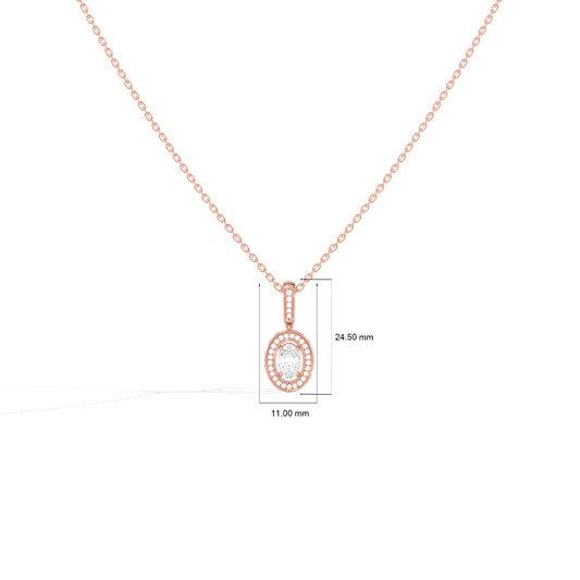 Oval Solitaire with Round Halo Pendant
