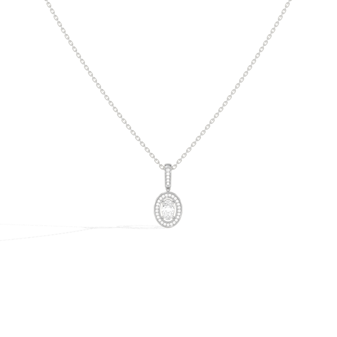 Oval Solitaire with Round Halo Pendant