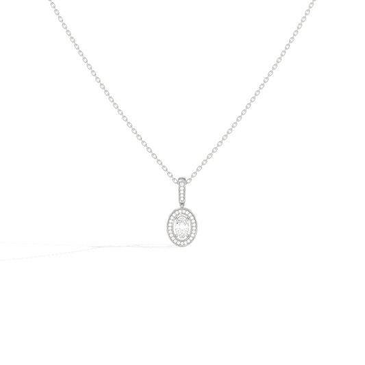 Oval Solitaire with Round Halo Pendant