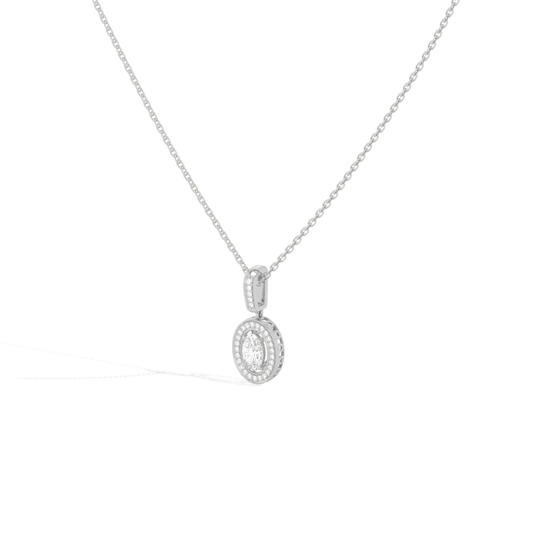 Oval Solitaire with Round Halo Pendant