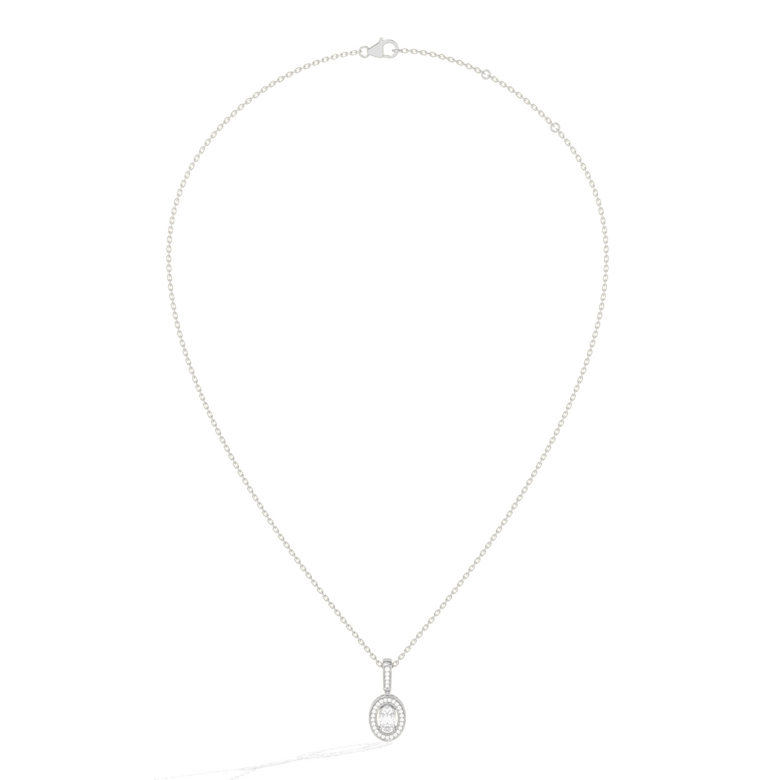 Oval Solitaire with Round Halo Pendant