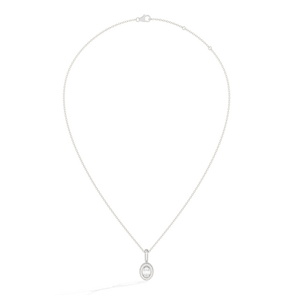 Oval Solitaire with Round Halo Pendant