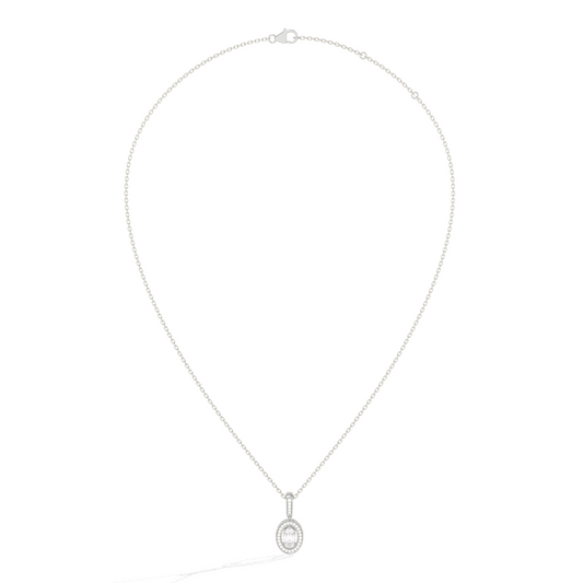 Oval Solitaire with Round Halo Pendant