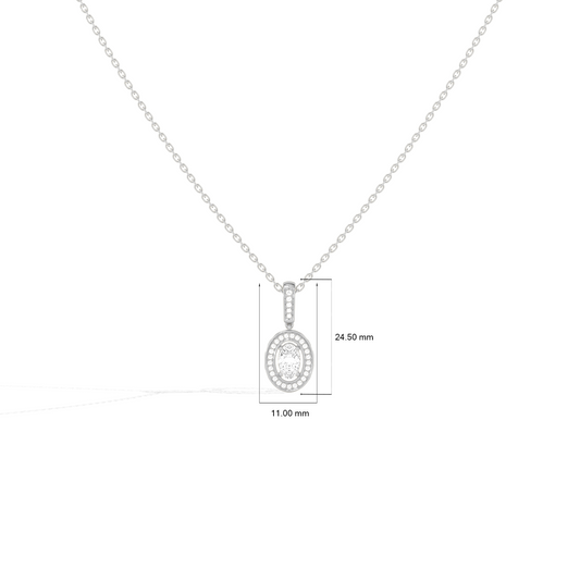 Oval Solitaire with Round Halo Pendant