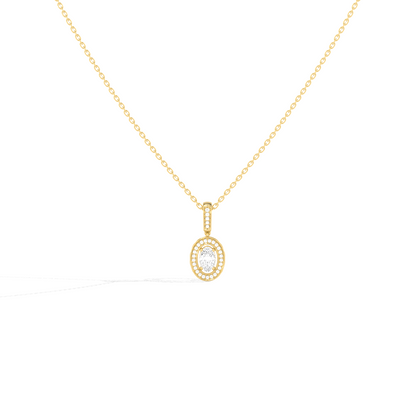 Oval Solitaire with Round Halo Pendant